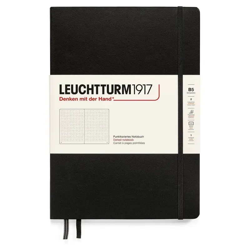 Dotted notebook Lt B5 Hård pärm Black