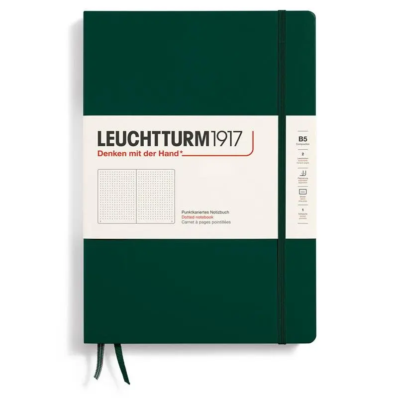 Dotted notebook Lt B5 Hård pärm Forest Green