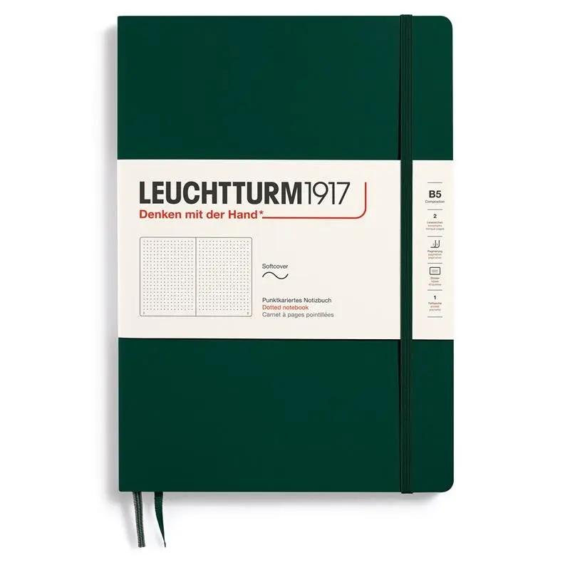 Dotted notebook Lt B5 Mjuk pärm Forest Green