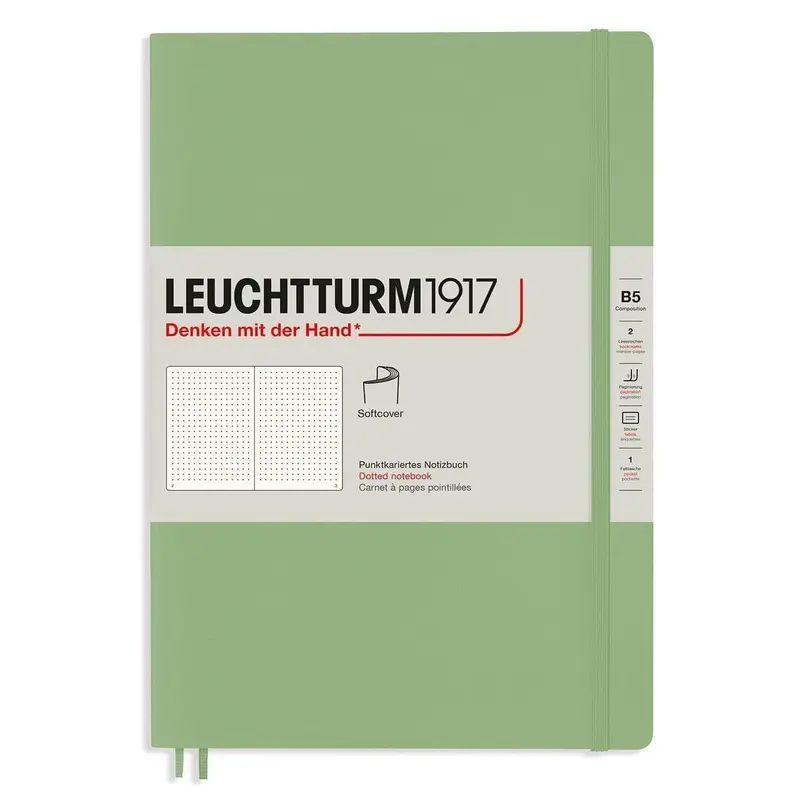 Dotted notebook Lt B5 Mjuk pärm Sage