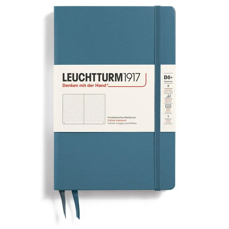 Dotted notebook Lt B6 Hård pärm Stone blue