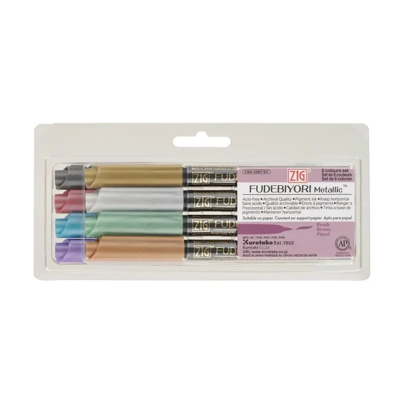 Fudebiyori Brush pen 8-pack Metallic