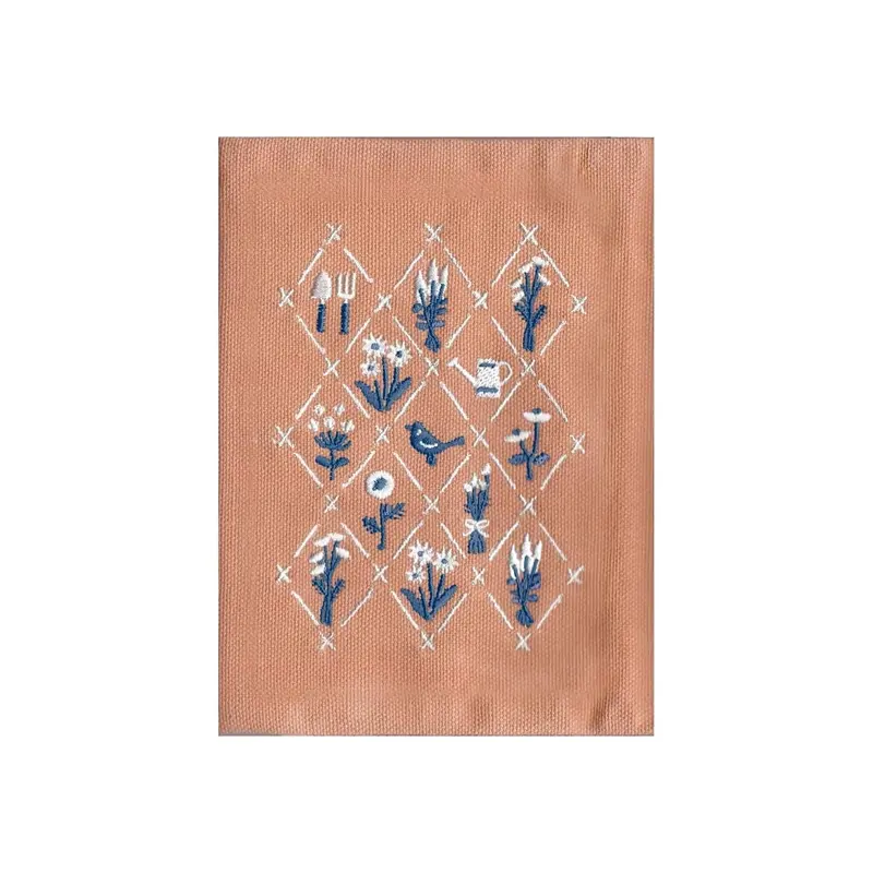 Furukawa Shiko Embroidered Book Cover A6 - Dry Flower - Hontowatashi