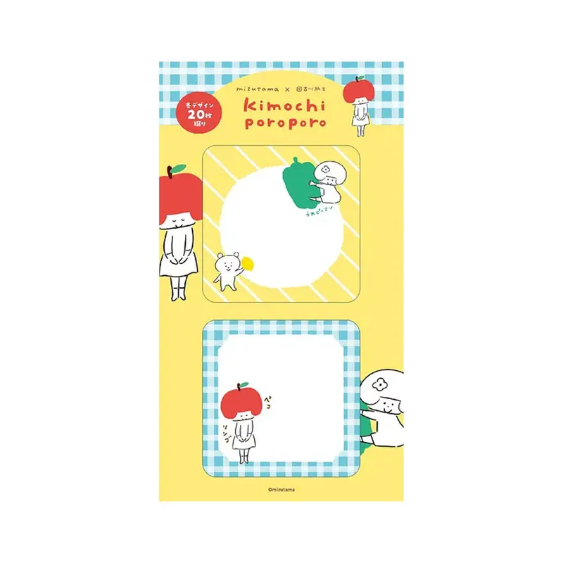 Furukawa Shiko × Mizutama Kimochi Poroporo Sticky Notes - Fruits & Vegetables