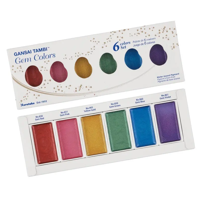 GANSAI TAMBI Akvarellfärg 6-pack - Gem colors