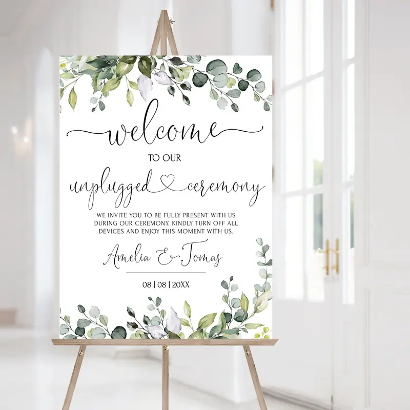 Greenery Unplugged Ceremony Sign | 5 Personalized Printables