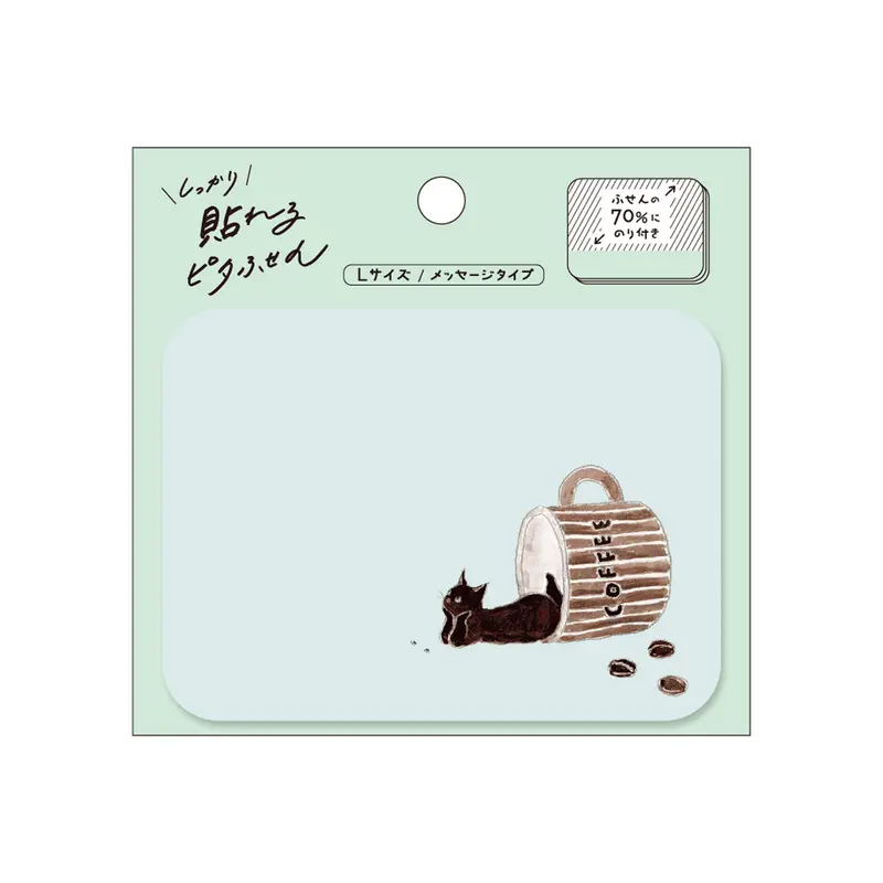 Hisago × Tocoro Comugi Pita Strong-Hold Sticky Notes L - Spilled Coffee Cat