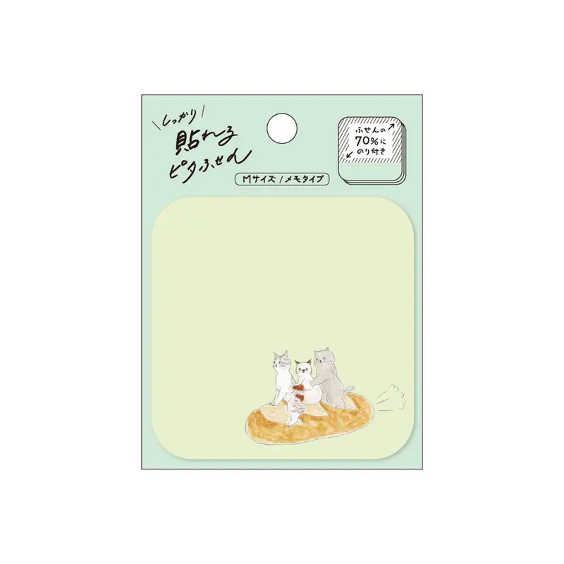 Hisago × Tocoro Comugi Pita Strong-Hold Sticky Notes M - All Aboard! Baguette Cat