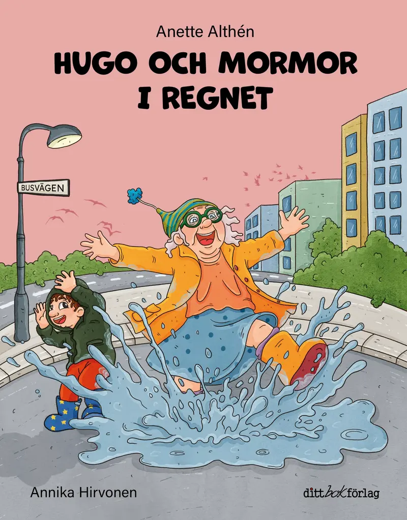 Hugo och mormor i regnet