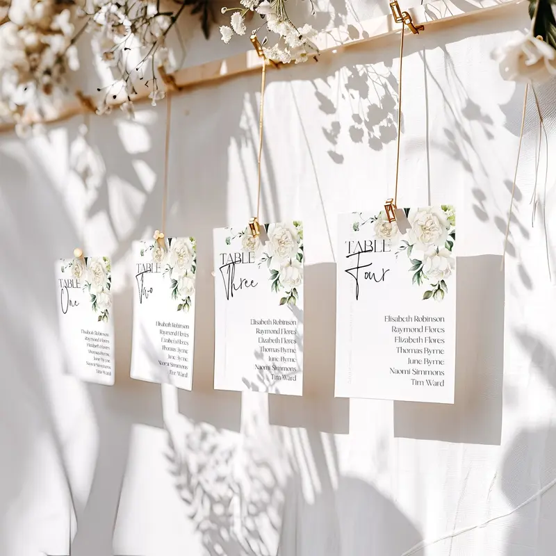 Ivory Rose Wedding Seating Cards | Printable Creamy Table Chart