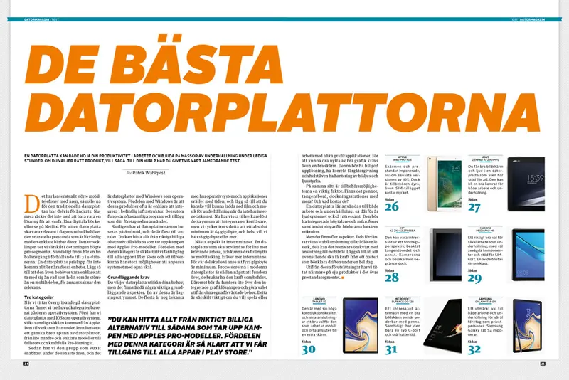 Jämförande test - Datorplattor - nr 10, 2018