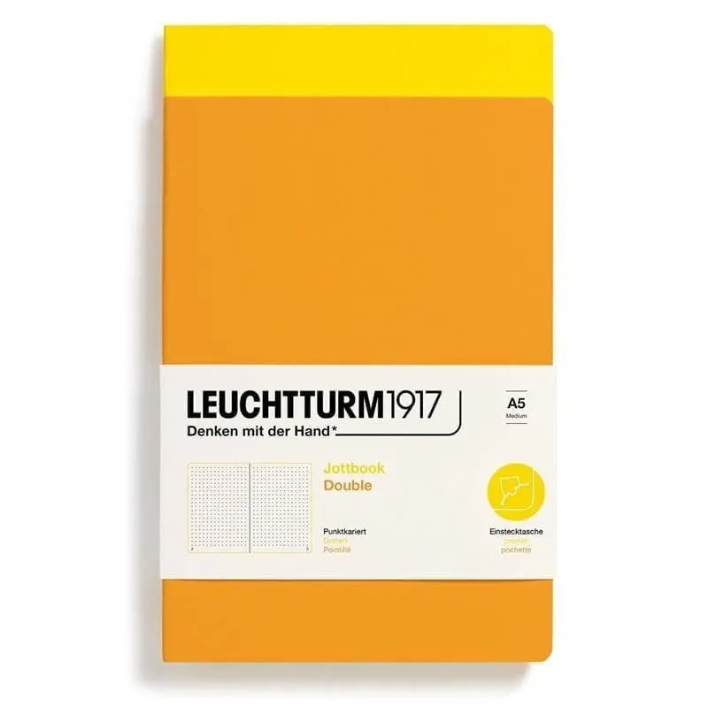 Jottbook Double Skrivhäften Dotted 2-pack A5 Lemon/Rising Sun