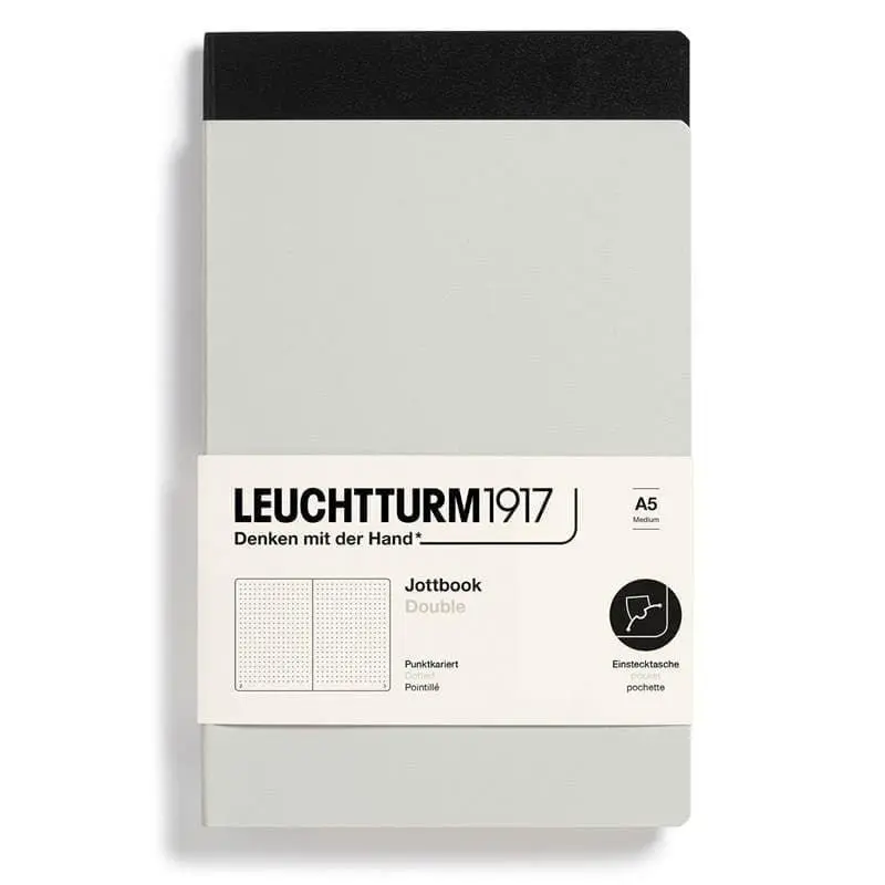 Jottbook Double Skrivhäften Dotted 2-pack A5 Light grey/Black