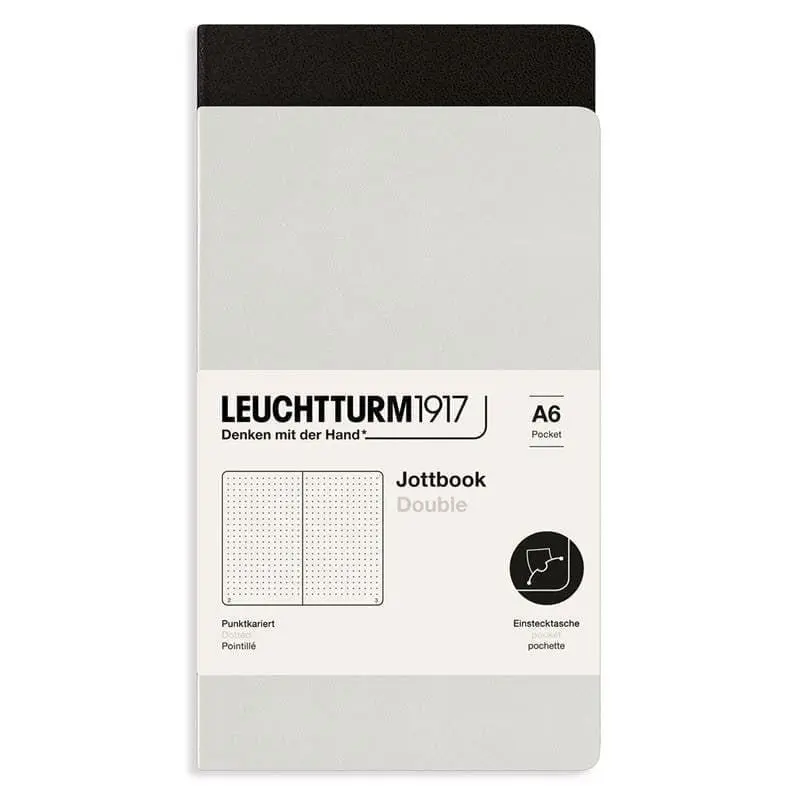 Jottbook Double Skrivhäften Dotted 2-pack A6 Light grey/Black