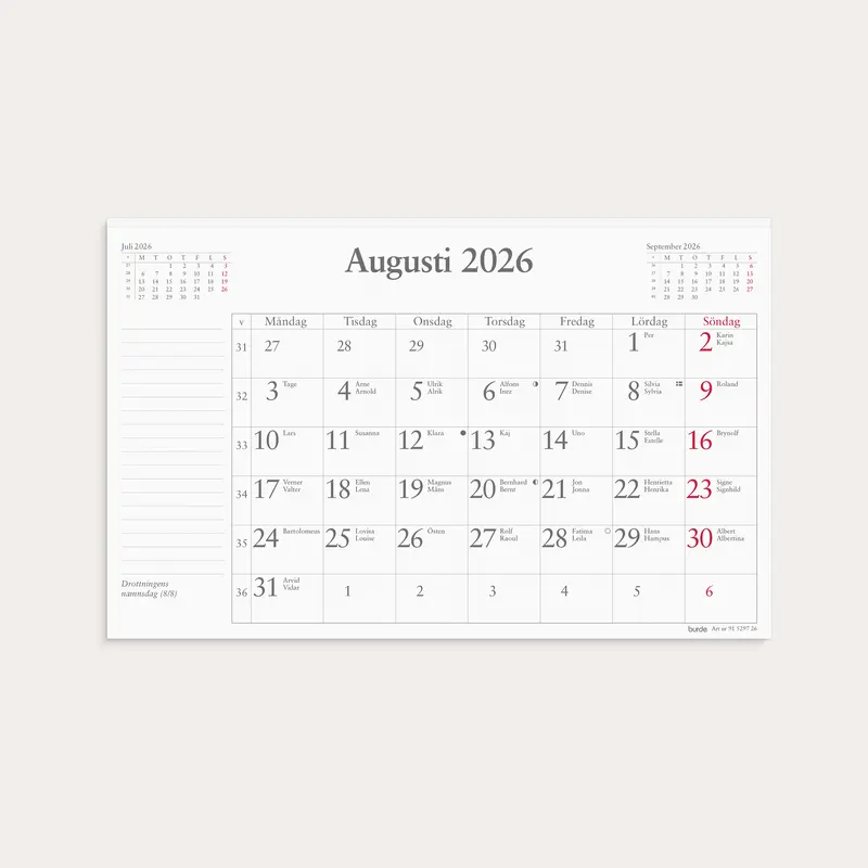 Kalender 2026 Månadsblock 240x152 mm