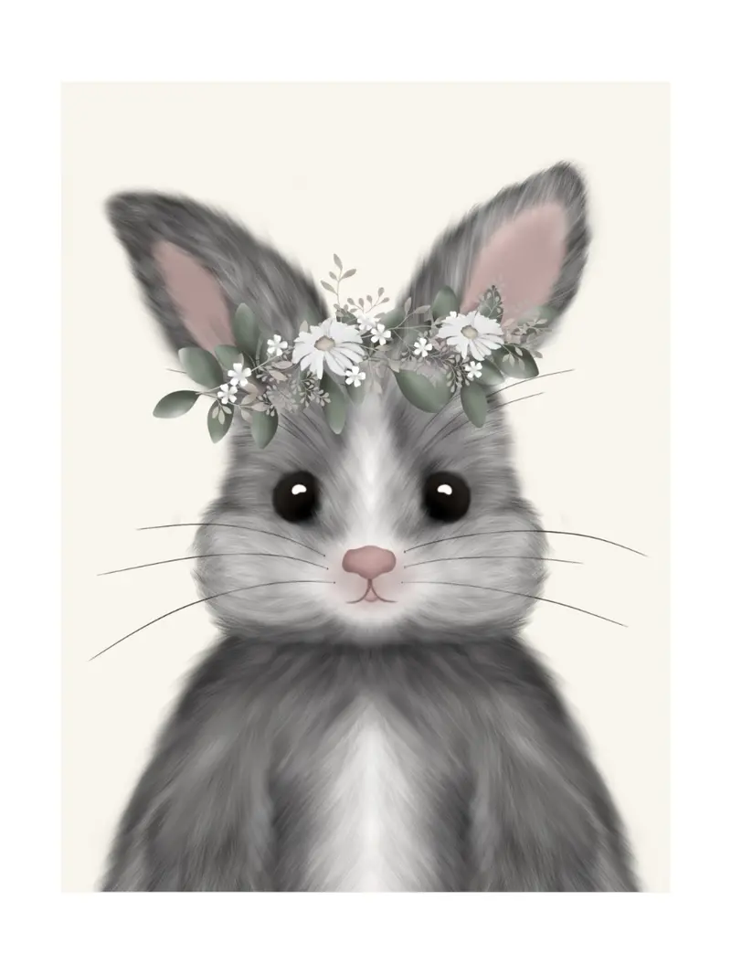 Kanin Med Blomsterkrans Poster