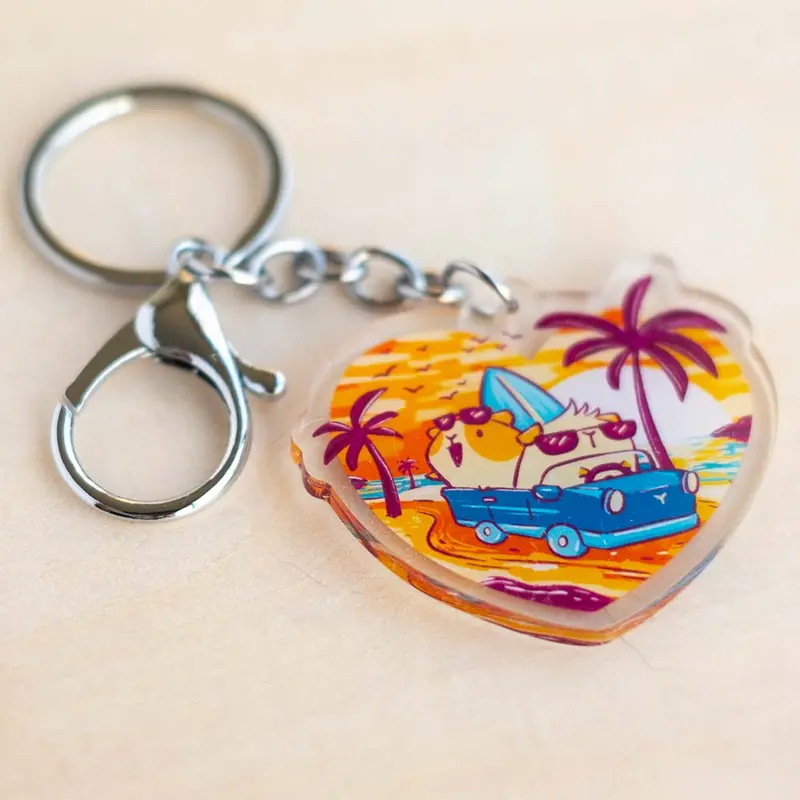 Keychain - Sunset beach, guinea pigs