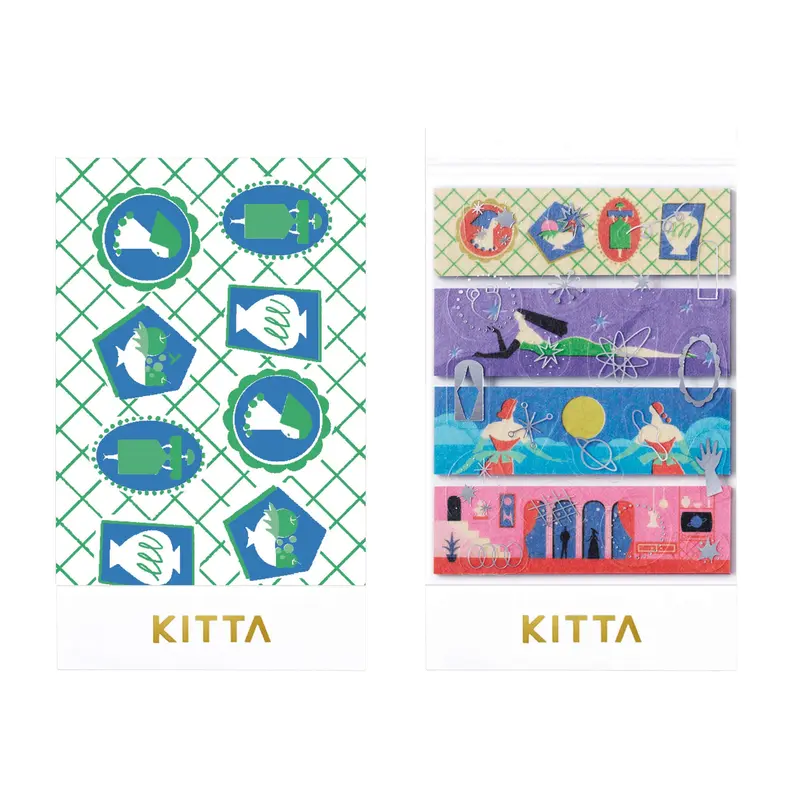 King Jim HITOTOKI KITTA Collage Washi Tape & Sticker - Wakusei (Silver Foil)
