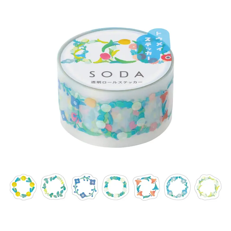 King Jim HITOTOKI SODA Roll Sticker - Flower Wreath [20mm]