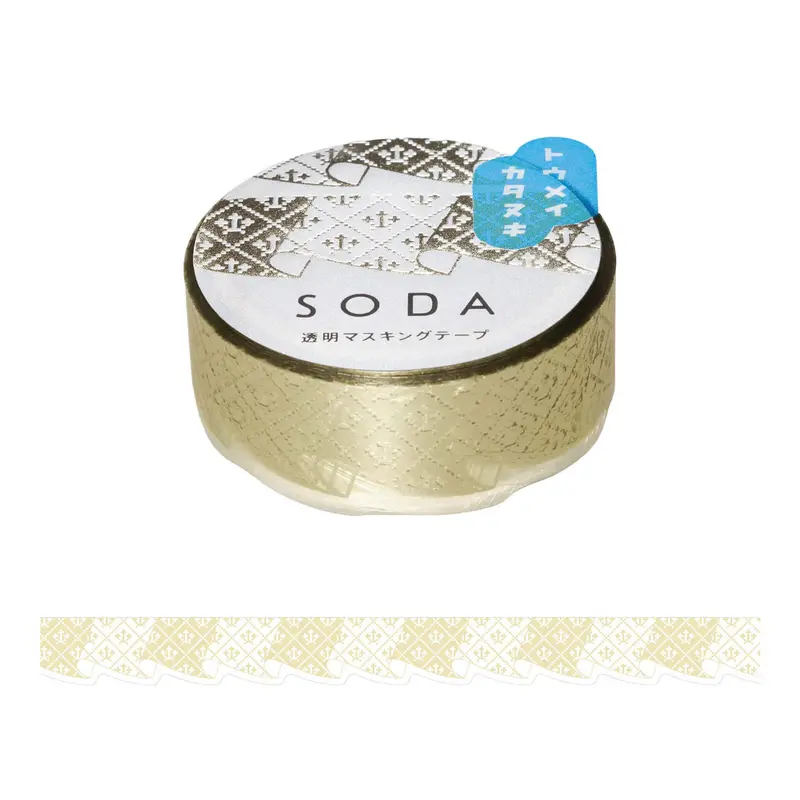 King Jim HITOTOKI SODA Transparent Tape White Gold Foil & Die Cut - Curtain [15mm]