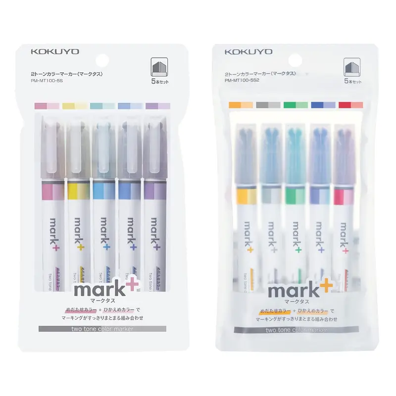 Kokuyo Mark+ Two-Tone Color Marker 5-pc Set - Color Type