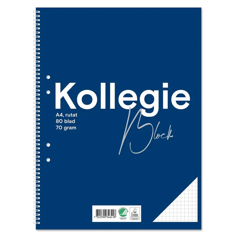 Kollegieblock A4, rutat
