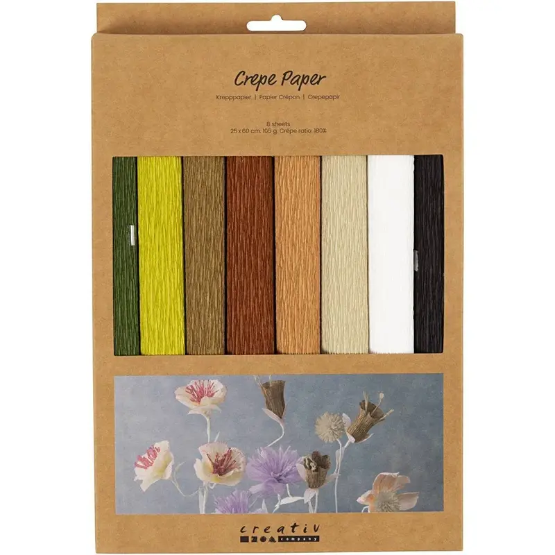 Kräppapper – 25x60 cm – naturfärger