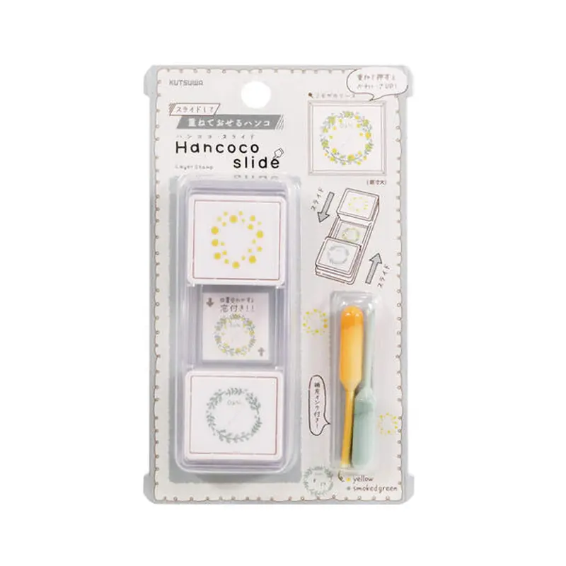 Kutsuwa Hancoco Slide Layer Stamp - Mimosa Wreath