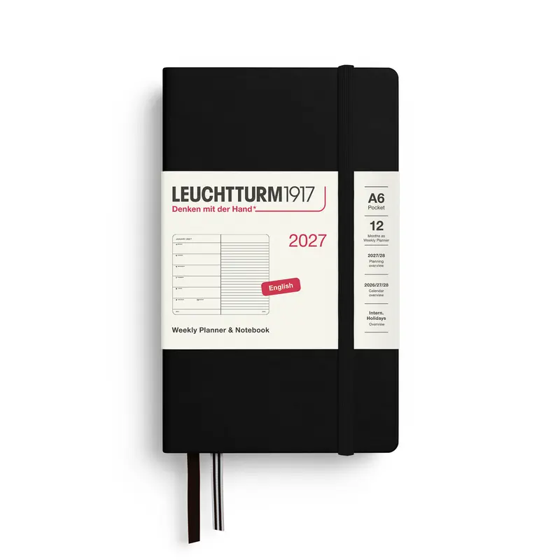 Leuchtturm kalender 2027 A6 Hard Cover Weekly Planner & Notebook