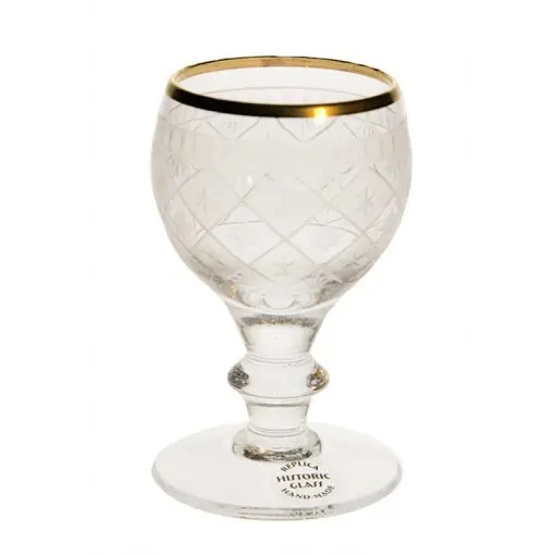 Likörglas med gravyr & guldkant
