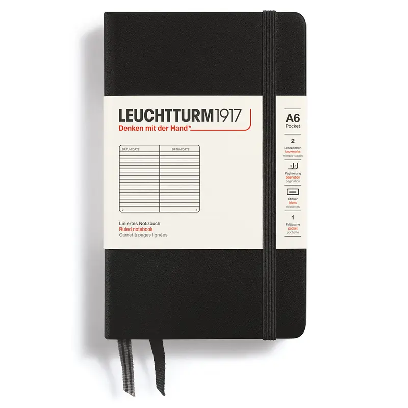 Linjerad skrivbok Lt A6 Hård pärm Black