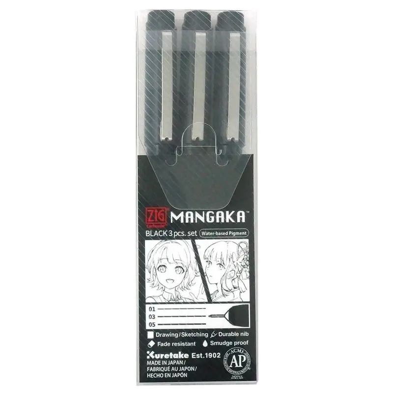 Mangaka Fineliner 3-pack Svart