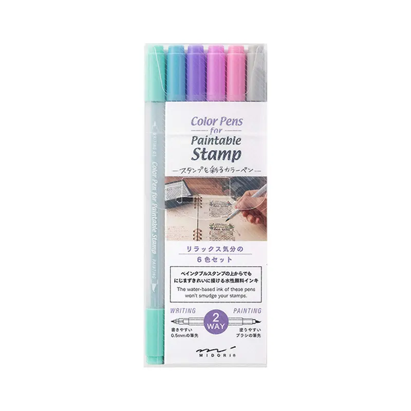 Midori Color Pen for Paintable Stamp 6pc Pack - Relax