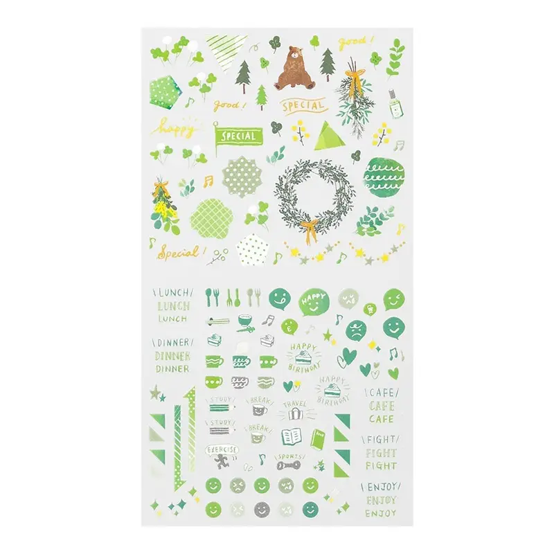 Midori Kalenderstickers Färgtema - Green