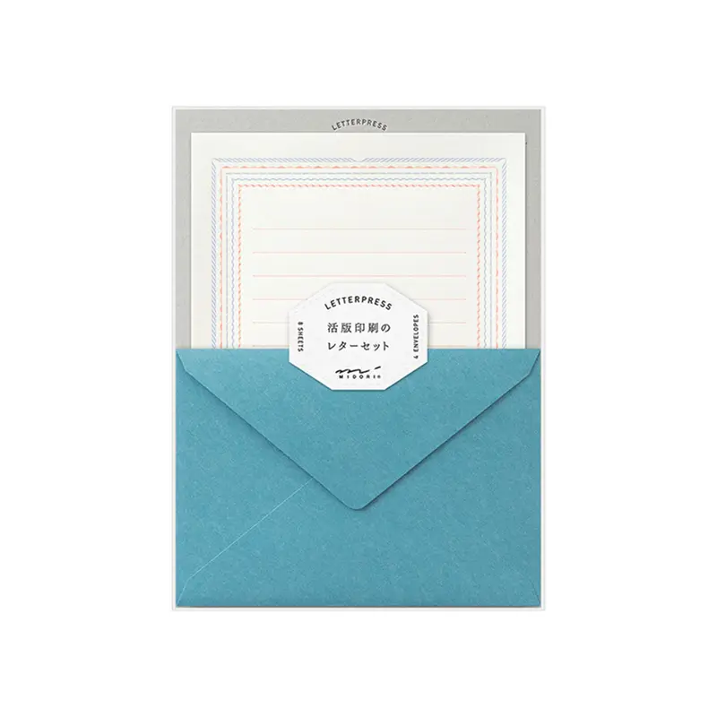 Midori Letterpress Letter Set - Frame Blue
