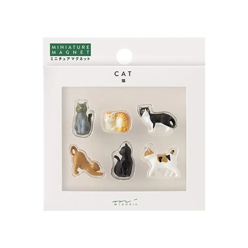 Midori Miniature Magnets 6-pc Set Cat C