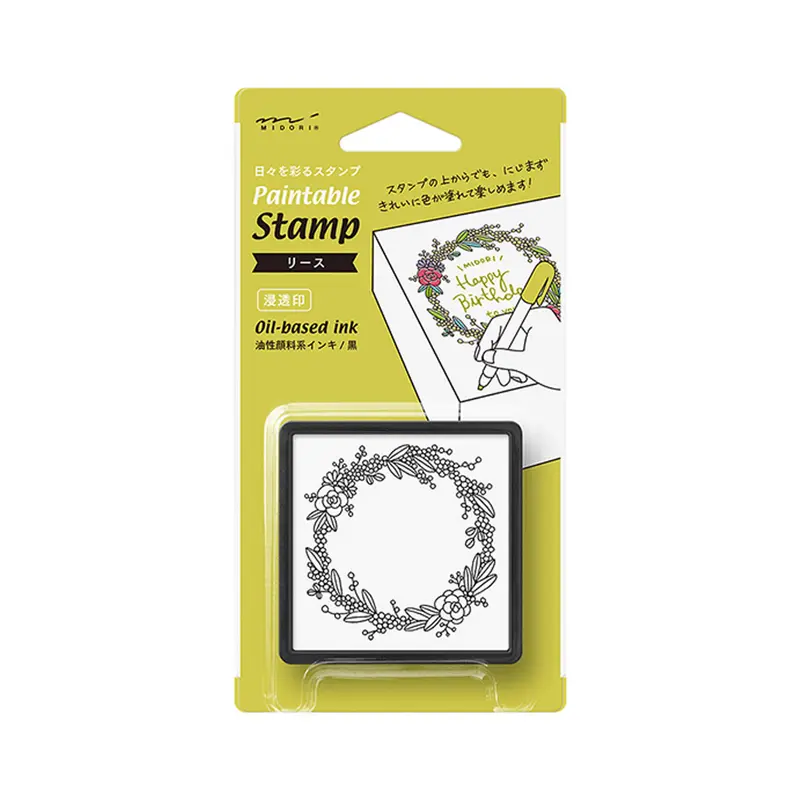 Midori Paintable Stamp Pre-inked - Wreath