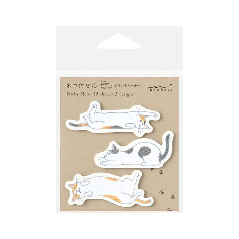 Midori Sticky Notes Point - Stretching Cat