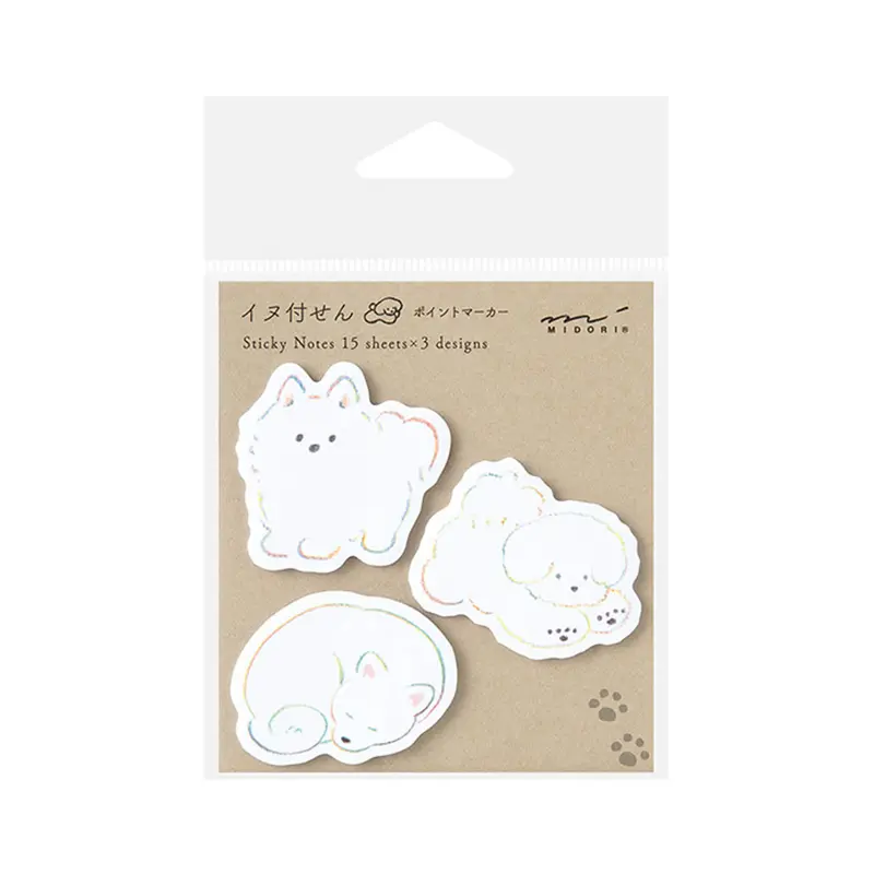 Midori Sticky Notes Point - Whtie Dog