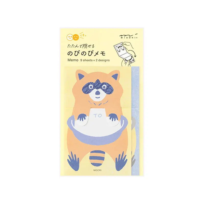 Midori Stretch & Fold Memo Pad Raccoon