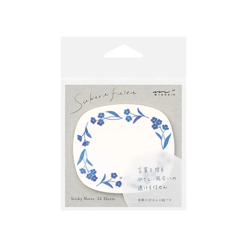Midori Transparent Sticky Notes - Flower Blue