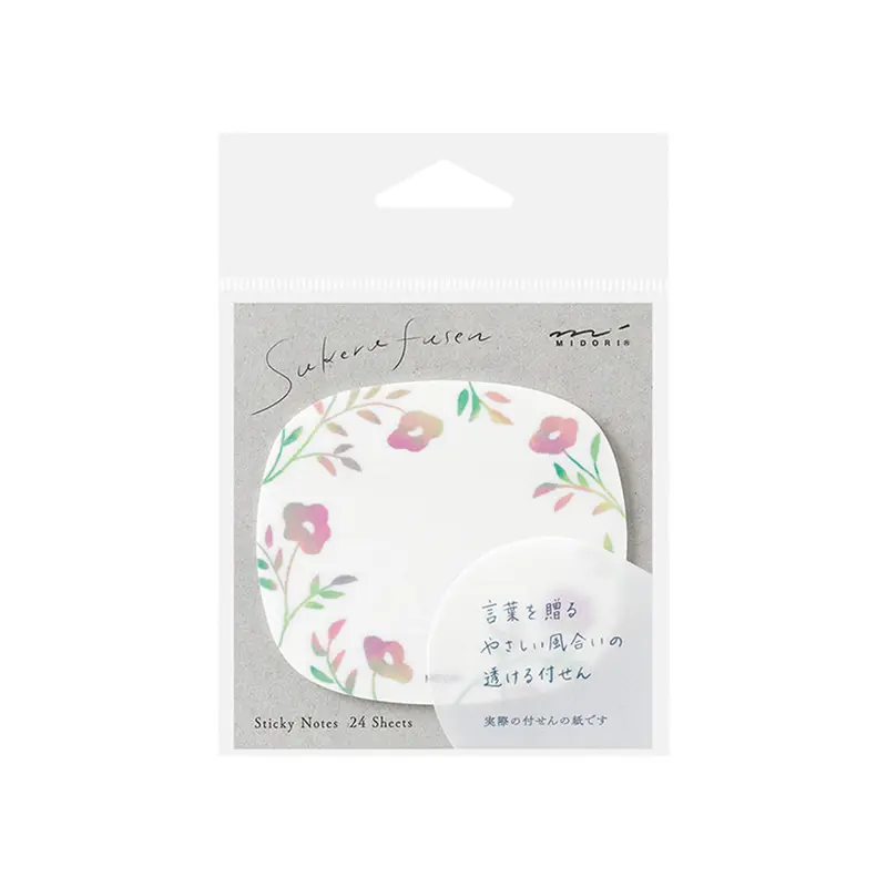 Midori Transparent Sticky Notes - Flower Pink
