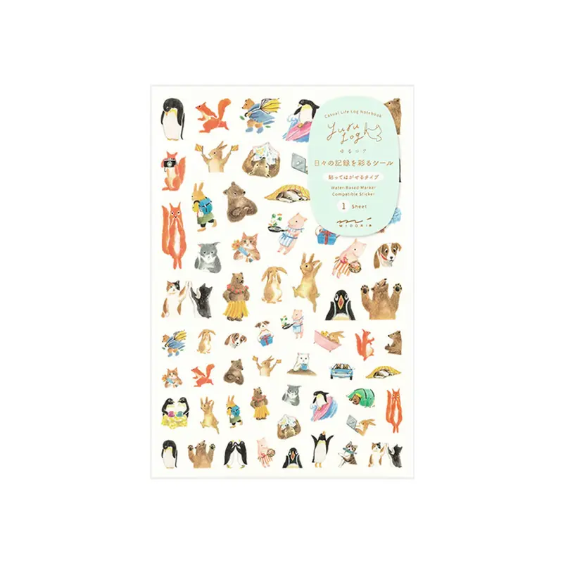 Midori Yuru Log 1 Sheet Sticker Animal