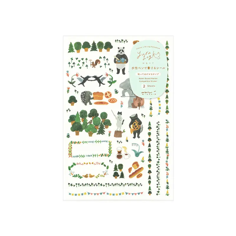 Midori Yuru Log 2-Sheet Sticker Forest Animal