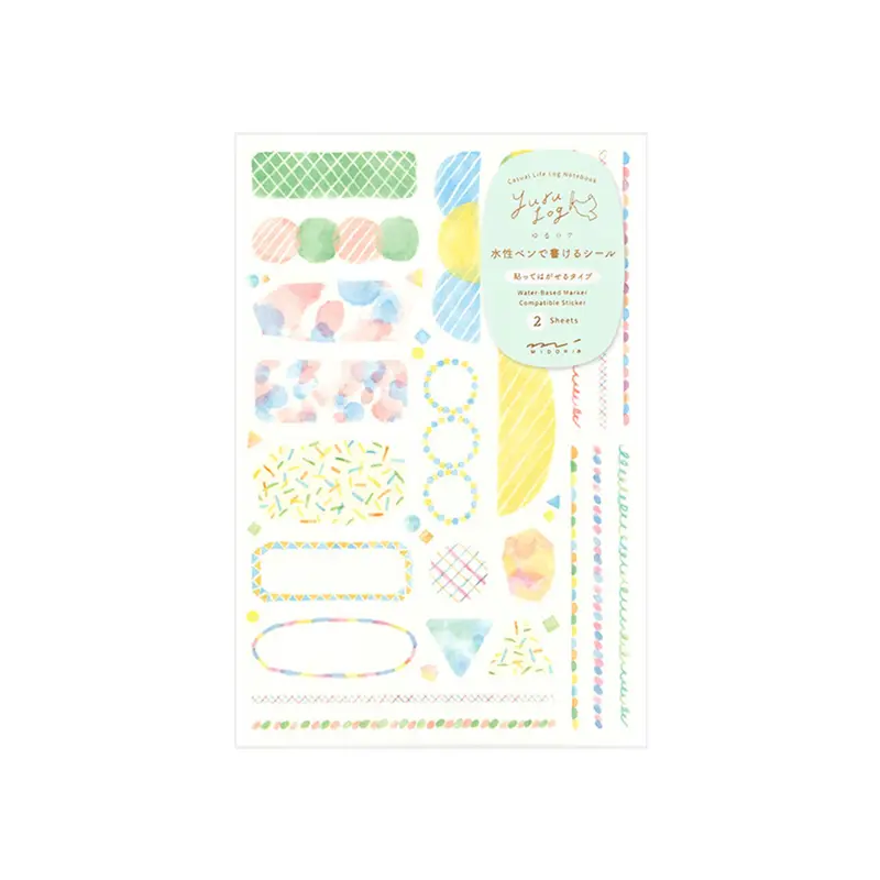 Midori Yuru Log 2-Sheet Sticker Watercolor