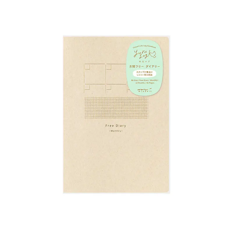 Midori Yuru Log Notebook B6 Monthly Free Diary + Grid