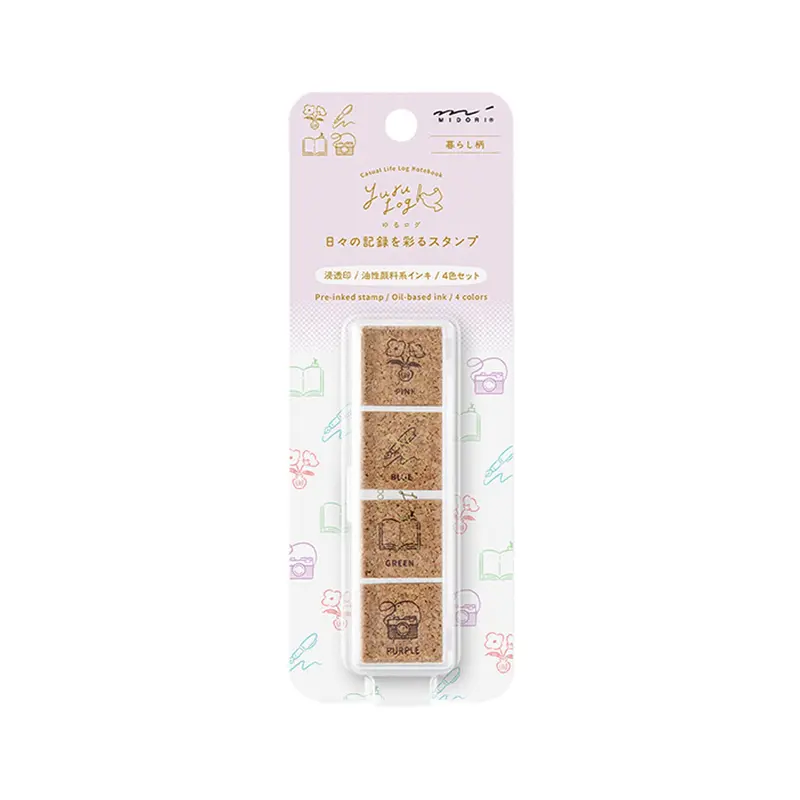Midori Yuru Log Pre-inked Color Stamp Set - Daily Life