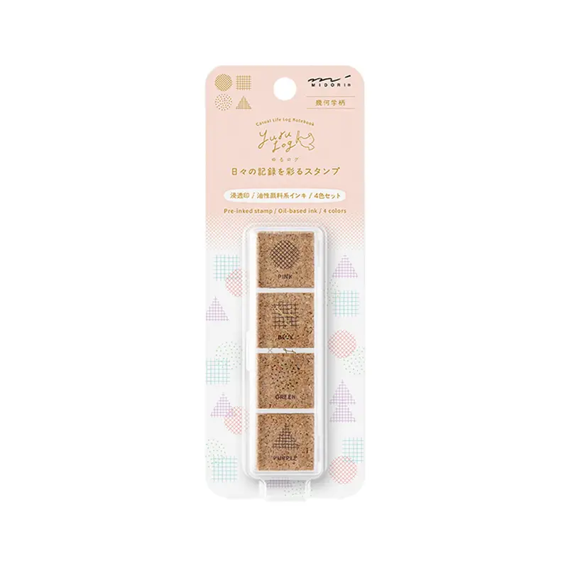 Midori Yuru Log Pre-inked Color Stamp Set - Geometry