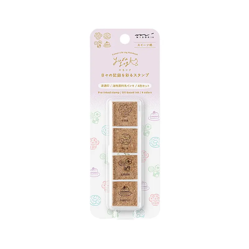 Midori Yuru Log Pre-inked Color Stamp Set - Sweets