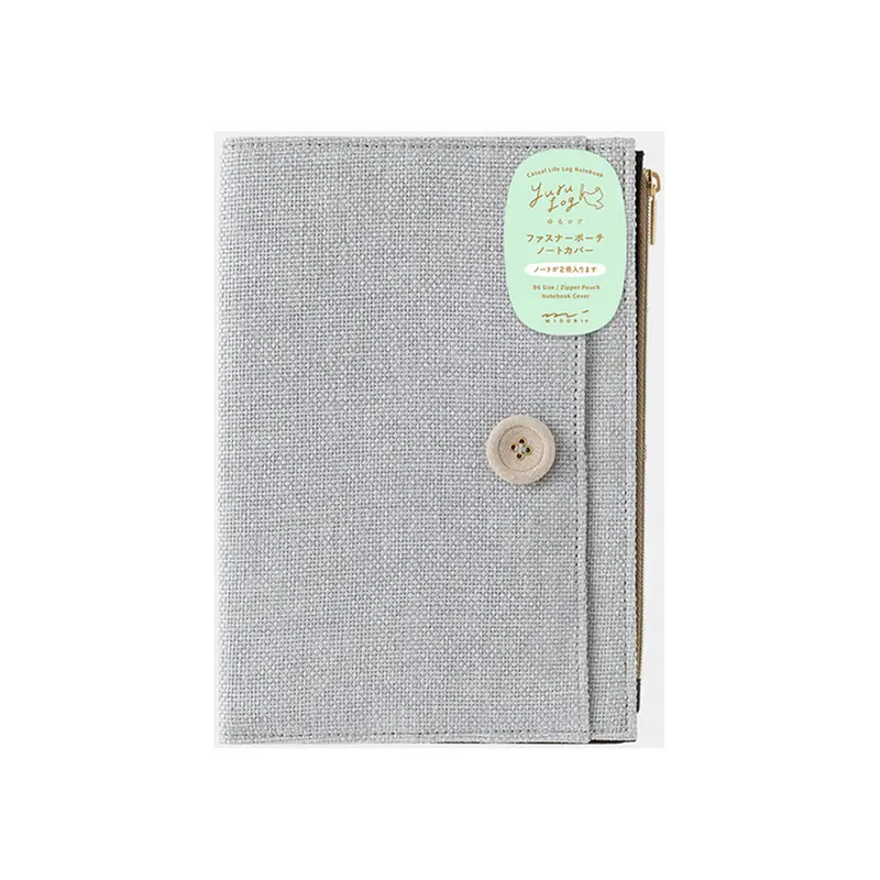 Midori Yuru Log Zipper Pouch Notebook Cover B6 Gray